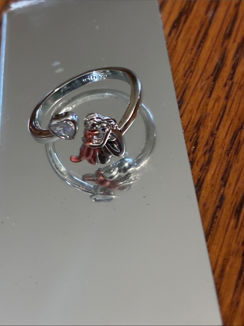 Sterling Silver Angel Heart Open Ring - Silver